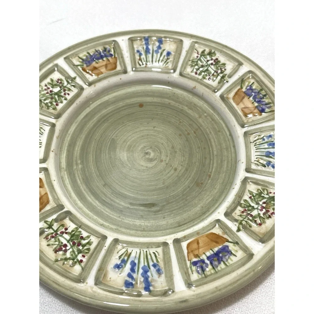 Yankee Candle Ceramic Plate Retired Herb Garden Flowers Botanical 4.25